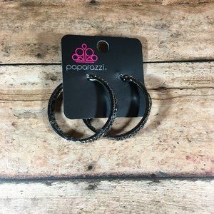 Paparazzi Black Gunmetal and Hematite Hoop Earring